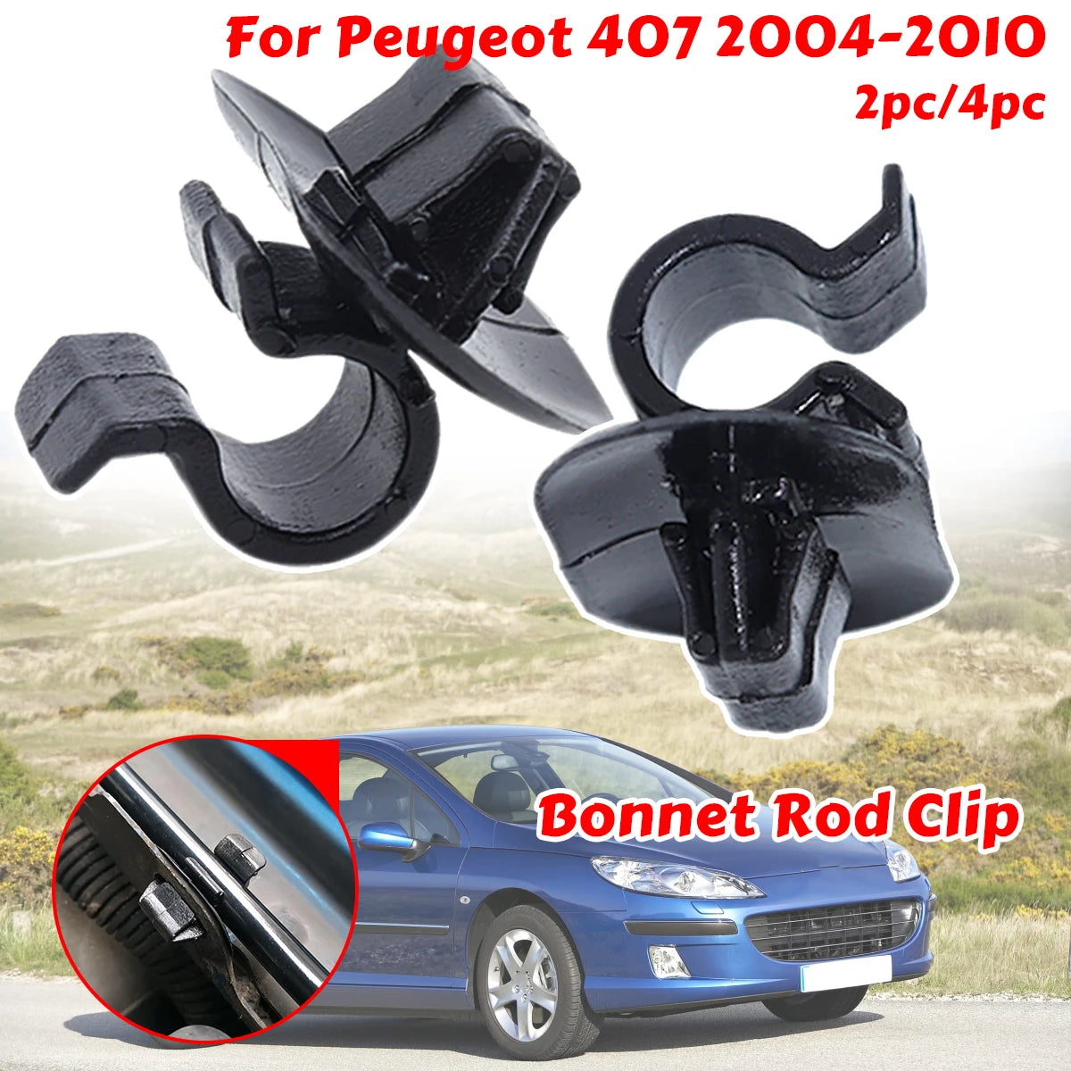 Bonnet Rod Clip for Peugeot 407 2004 2005-2010 Support Stay Strut Arm Retainer Holder Prop Buckle Clamp under Lock Hood Fittings