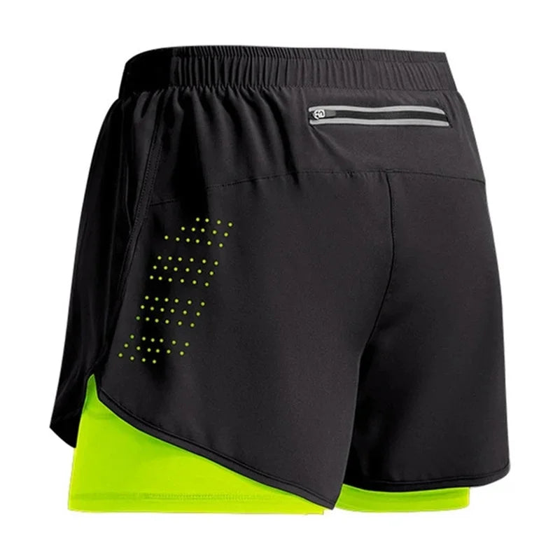 NEW Sport Shorts Men Sportswear 2 in 1 Short Pants Double-Deck Beach Bottoms Summer Gym Fitness Training Jogging Running Shorts