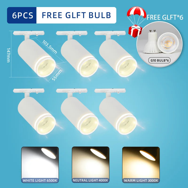 Led Track Light 85-265V COB Ceiling Track Lamp Rail Lighting System Set Rails Spot for Clothing Shop Living Room Store Home