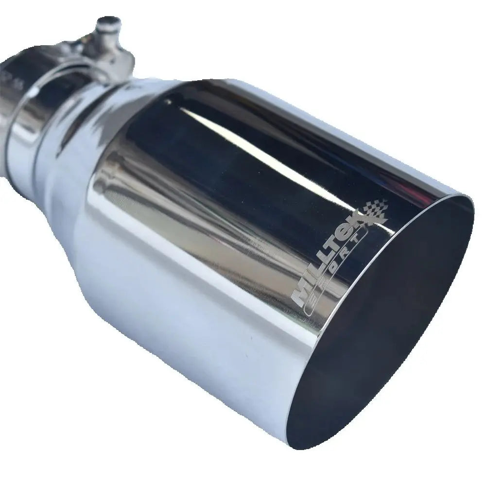 MILLTEK SPORT 304 Stainless Steel Car Muffler Glossy Silver Pointed Exhaust Nozzle Universal Angled Design for Automotive