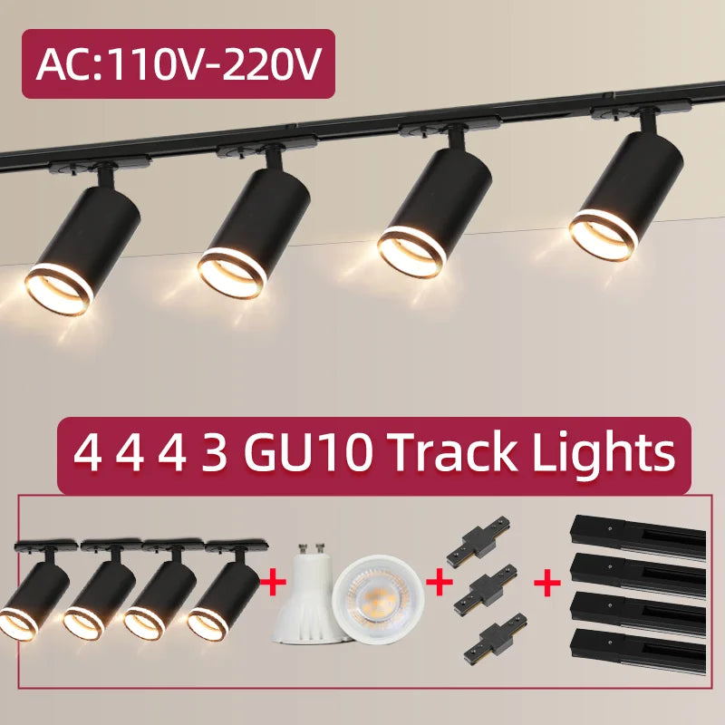 Led Track Light 85-265V COB Ceiling Track Lamp Rail Lighting System Set Rails Spot for Clothing Shop Living Room Store Home