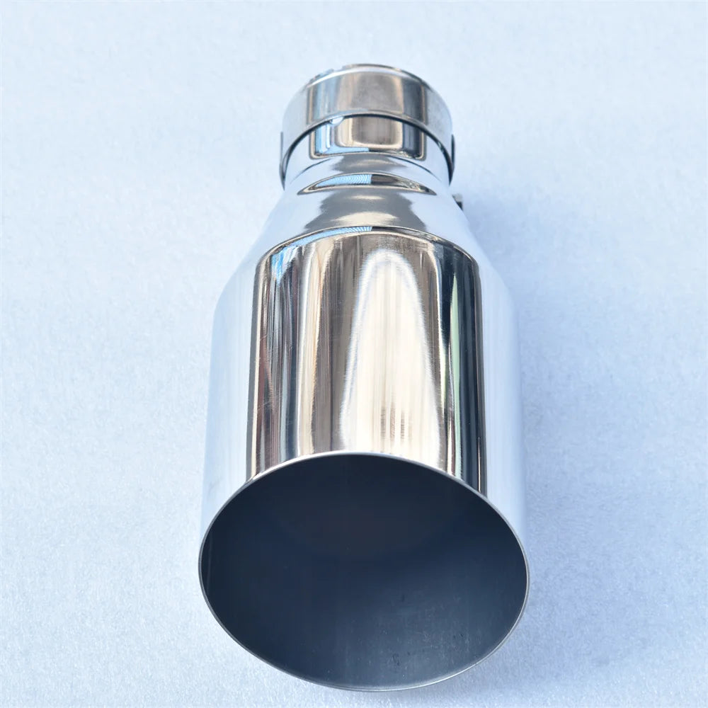 MILLTEK SPORT 304 Stainless Steel Car Muffler Glossy Silver Pointed Exhaust Nozzle Universal Angled Design for Automotive