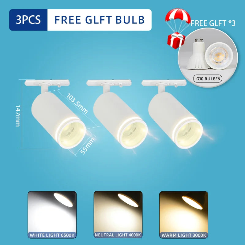 Led Track Light 85-265V COB Ceiling Track Lamp Rail Lighting System Set Rails Spot for Clothing Shop Living Room Store Home
