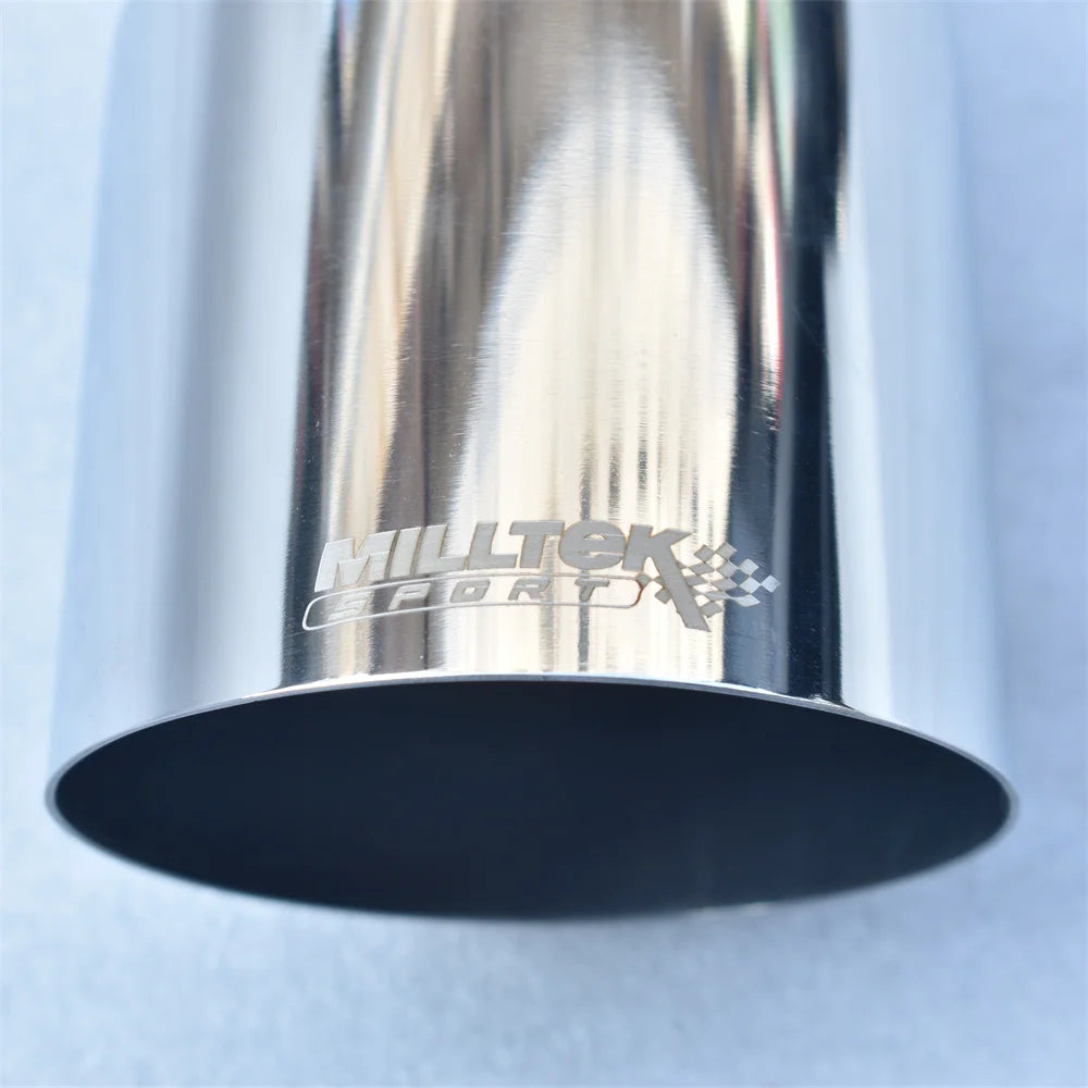 MILLTEK SPORT 304 Stainless Steel Car Muffler Glossy Silver Pointed Exhaust Nozzle Universal Angled Design for Automotive