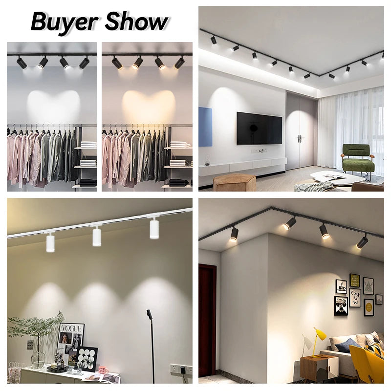 Led Track Light 85-265V COB Ceiling Track Lamp Rail Lighting System Set Rails Spot for Clothing Shop Living Room Store Home