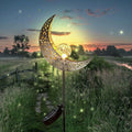 Solar Garden Lights Outdoor Decor,Moon Fairy Crackle Glass Lights,Warm White LED Metal Stake Ornament,Unique Gift for Gardening