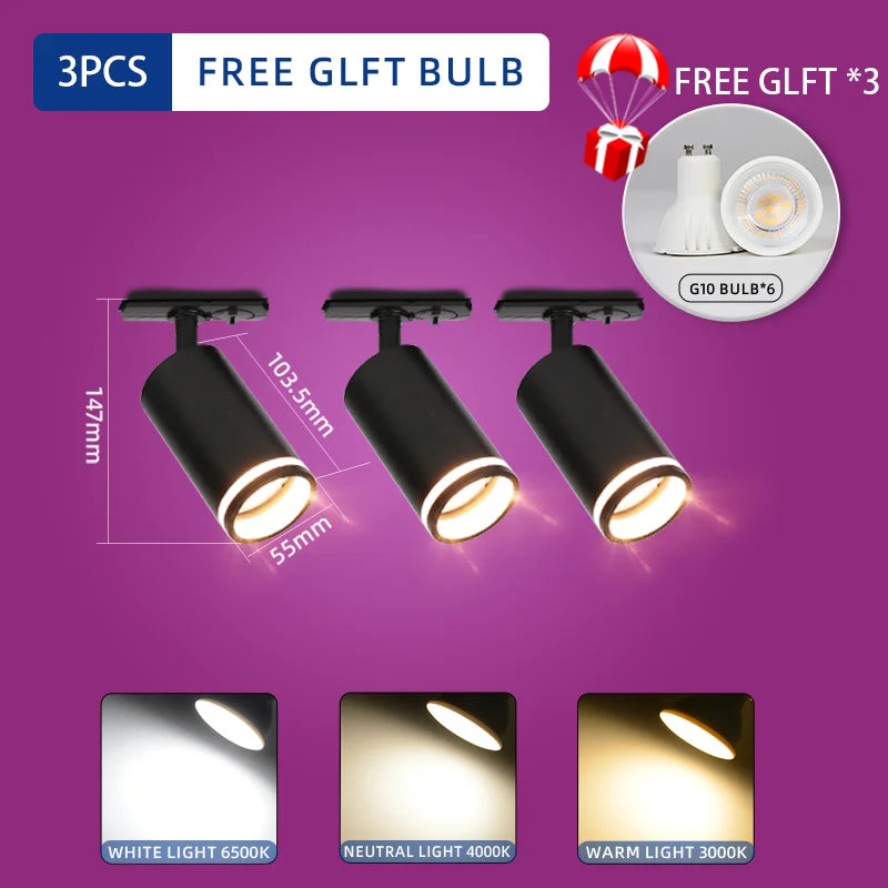Led Track Light 85-265V COB Ceiling Track Lamp Rail Lighting System Set Rails Spot for Clothing Shop Living Room Store Home