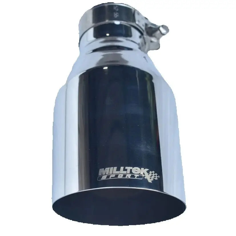MILLTEK SPORT 304 Stainless Steel Car Muffler Glossy Silver Pointed Exhaust Nozzle Universal Angled Design for Automotive