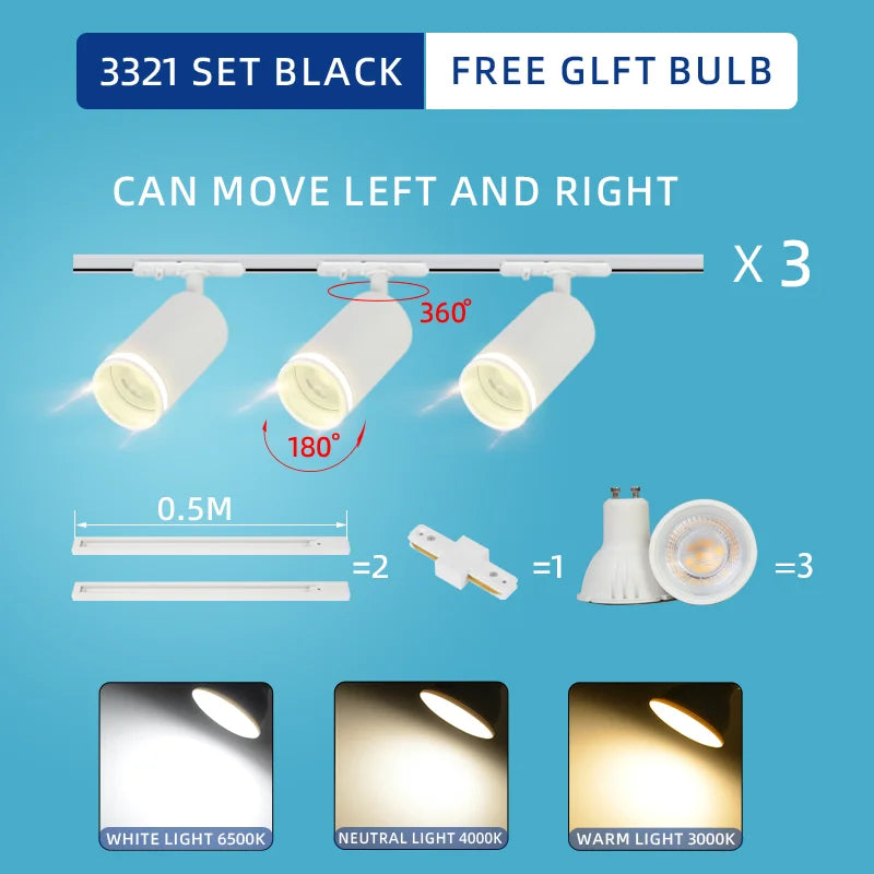 Led Track Light 85-265V COB Ceiling Track Lamp Rail Lighting System Set Rails Spot for Clothing Shop Living Room Store Home